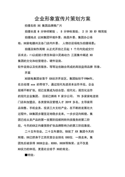 二、企业宣传片拍摄策划案